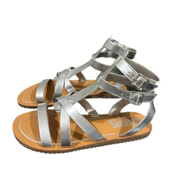 Sam Edelman Selma Gladiator Strappy Silver Sandals Size 6.5 NIB - Picture 1 of 7